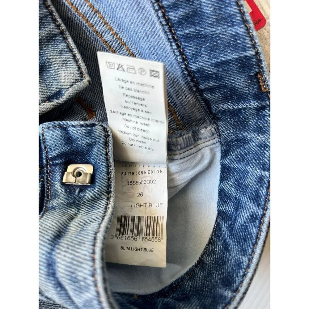 Faith Connexion Women's Denim Destroyed Ankle Jeans Bleach Size 26 - Picture 7 of 11